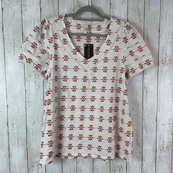 Matilda Jane Enchanted Garden Top Size M Embroidered White W/ Red Eyelet… - Picture 1 of 11